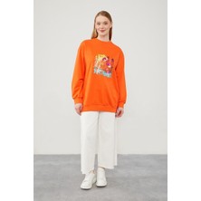 Lêvi D'or Oranj Pul İşlemeli Baskılı Sweatshirt