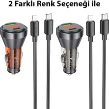 Hoco NZ12B Unimpeded PD48W USB + Type-C Araç Çakmaklı Hızlı Şarj Aleti + Type-C To iPhone Kablo