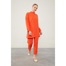 Lêvi D'or Oranj Bisiklet Yaka Taş Detaylı Tunik Takım