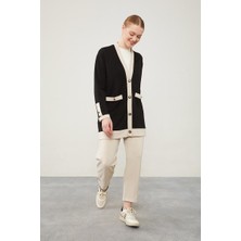 Lêvi D'or Siyah - Bej Ribanası Düğme Detaylı Hırkalı Takım