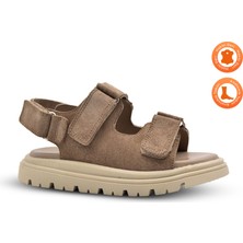 Kids A More Archie Çift Cırtlı  Deri Unisex Çocuk Sandalet Kum Rengi