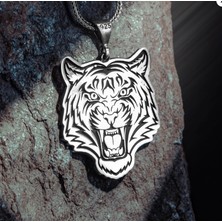 Takıfest Kaplan Işlemeli Gümüş Kolye