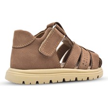 Kids A More Galler  Deri Tek Cırtlı Arkası Kapalı Unisex Bebek Sandalet Kum Rengi