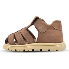 Kids A More Galler  Deri Tek Cırtlı Arkası Kapalı Unisex Bebek Sandalet Kum Rengi