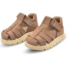 Kids A More Galler  Deri Tek Cırtlı Arkası Kapalı Unisex Bebek Sandalet Kum Rengi