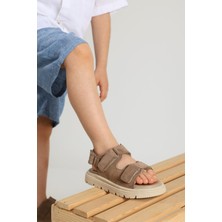 Kids A More Archie Çift Cırtlı  Deri Unisex Çocuk Sandalet Kum Rengi