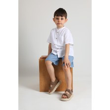 Kids A More Archie Çift Cırtlı  Deri Unisex Çocuk Sandalet Kum Rengi