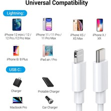 Hobimtek Type-C Ios Pd Kablo 30 cm Şarj ve Data Kablosu 20W 3.1 Amper Hızlı Şarj Kablosu USB C Lightning Iphone