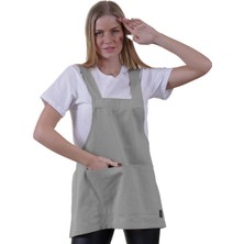Exve Exclusive Gri Çift Cepli Basic Çok Amaçlı Önlük Apron Şef Barista Ressam Işçi  Mutfak Önlüğü