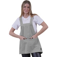Exve Exclusive Gri Çift Cepli Basic Çok Amaçlı Önlük Apron Şef Barista Ressam Işçi  Mutfak Önlüğü