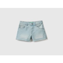United Colors Of Benetton Benetton Kız Çocuk Şort Koyu Denim Beş Cepli Eco-Recycle Denim 4XA2C9010