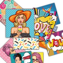 Kendinden Yapışkanlı Karma Popart Desenli Pvc Karo 20X20 cm 6'lı Paket