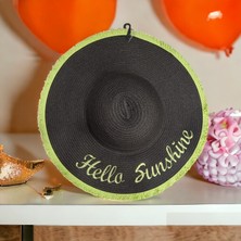 Shopiolog Kadın Hasır Plaj Şapkası Natural Black Sute Bucket Hat Plaj Havuz Kloş Ütülenebilir