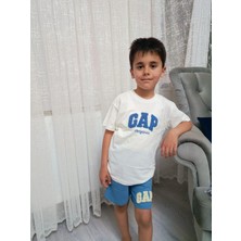 Gap Baby Punch Işlemeli Yazlık Unısex Çocuk Gap Takım / Mavi