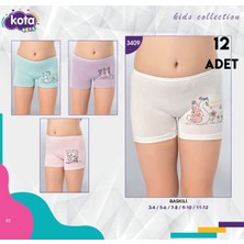 Kota Tekstil Kota 3409 Parça Baskılı Kız Çocuk Boxer 12'li