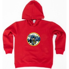 Sedirli Batman Baskılı Kapüşonlu Pamuklu Kumaş Çocuk Sweatshirt
