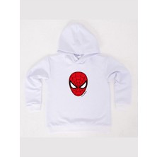 Sedirli Spiderman Baskılı Örümcek Adam Kapüşonlu Pamuklu Kumaş Çocuk Sweatshirt