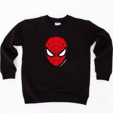 Sedirli Spiderman Baskılı Örümcek Adam Pamuklu Kumaş Çocuk Sweatshirt