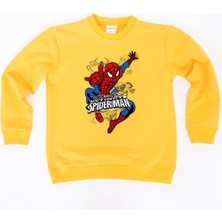Sedirli Spiderman Baskılı Örümcek Adam Pamuklu Kumaş Çocuk Sweatshirt