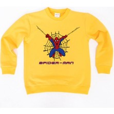 Sedirli Spiderman Baskılı Örümcek Adam Pamuklu Kumaş Çocuk Sweatshirt