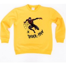 Sedirli Spiderman Baskılı Örümcek Adam Pamuklu Kumaş Çocuk Sweatshirt