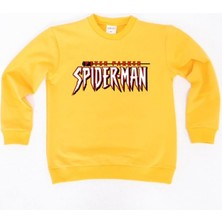 Sedirli Spiderman Baskılı Örümcek Adam Pamuklu Kumaş Çocuk Sweatshirt