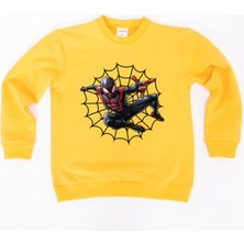 Sedirli Spiderman Baskılı Örümcek Adam Pamuklu Kumaş Çocuk Sweatshirt