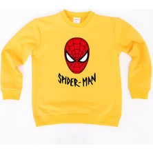 Sedirli Spiderman Baskılı Örümcek Adam Pamuklu Kumaş Çocuk Sweatshirt