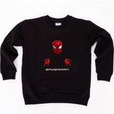 Sedirli Spiderman Baskılı Örümcek Adam Pamuklu Kumaş Çocuk Sweatshirt