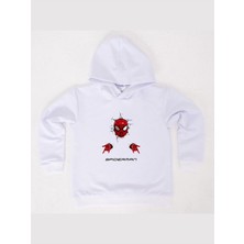 Sedirli Spiderman Baskılı Örümcek Adam Kapüşonlu Pamuklu Kumaş Çocuk Sweatshirt