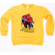 Sedirli Spiderman Baskılı Örümcek Adam Pamuklu Kumaş Çocuk Sweatshirt