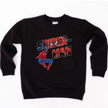 Sedirli Spiderman Baskılı Örümcek Adam Pamuklu Kumaş Çocuk Sweatshirt