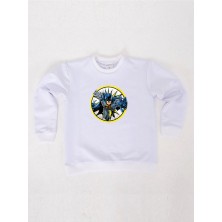 Sedirli Batman Baskılı Pamuklu Kumaş Çocuk Sweatshirt