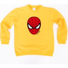 Sedirli Spiderman Baskılı Örümcek Adam Pamuklu Kumaş Çocuk Sweatshirt