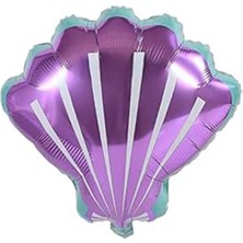 Parti Adresi Deniz Kabuğu Folyo Balon Doğum Günü Balonu Parti Balonu Mor 55 cm
