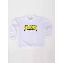 Sedirli Spiderman Baskılı Örümcek Adam Pamuklu Kumaş Çocuk Sweatshirt