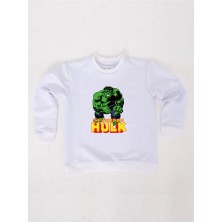 Sedirli Hulk Baskılı Pamuklu Kumaş Çocuk Sweatshirt