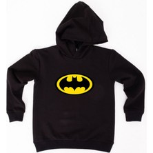 Sedirli Batman Baskılı Kapüşonlu Pamuklu Kumaş Çocuk Sweatshirt