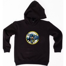 Sedirli Batman Baskılı Kapüşonlu Pamuklu Kumaş Çocuk Sweatshirt