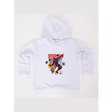 Sedirli Spiderman Baskılı Örümcek Adam Kapüşonlu Pamuklu Kumaş Çocuk Sweatshirt