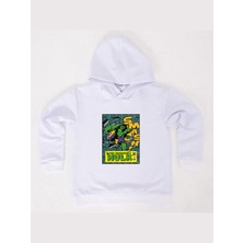Sedirli Hulk Baskılı Kapüşonlu Pamuklu Kumaş Çocuk Sweatshirt