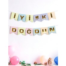 Parti Adresi İyi Ki Doğdun Yazı Doğum Günü Parti Süsü Makaron Gümüş