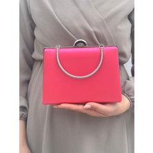 Sh Poly1 Kadın Saten Fuşya Abiye Clutch Portföy Çanta