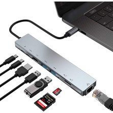 Newpole Type C Hub (8 Port), 100W Pd Şarj ve Veri Transfer Type-C Port 4K 30HZ Veya 1080P 60HZ Hdmı, 2 Adet USB 3.0 Port, Ethernet Baağlantısı, Mirosd ve Sd Kart Okuyucu MacBook Pro/air Vb. Uyumlu