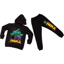 Sedirli Hulk Çocuk Eşofman Takımı Pamuklu Kumaş Kapüşonlu