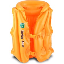 Telvesse 18-30 kg Şişme Can Yeleği Swimvest Havuz Deniz Yüzme Yeleği Yüzücü Destek Yelek 60 cm Turuncu