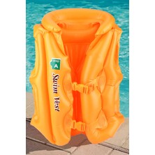 Telvesse 18-30 kg Şişme Can Yeleği Swimvest Havuz Deniz Yüzme Yeleği Yüzücü Destek Yelek 60 cm Turuncu