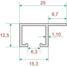 İzen Tek Kanallı Yan Çıtalı Alüminyum Perde Rayı (25MM) Tekli Korniş