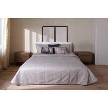 Vanelli Home Gri Çizgi Desenli Kapitoneli Çift Kişilik 260X260 cm Yatak Örtüsü