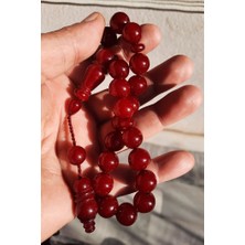 Zenaatkar 12MM Küre Taneli Vişne Kırmızı Sıkma Kehribar Tesbih